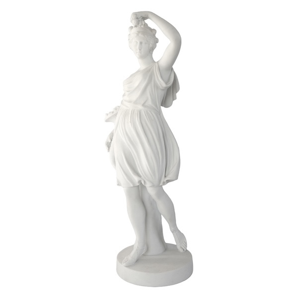 Grande statue néoclassique à l'antique en biscuit de porcelaine : Cérès - allégorie de l'été - 52cm