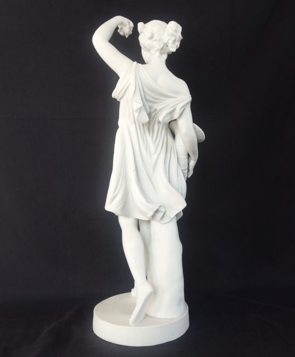 Grande statue néoclassique à l'antique en biscuit de porcelaine : Cérès - allégorie de l'été - 52cm