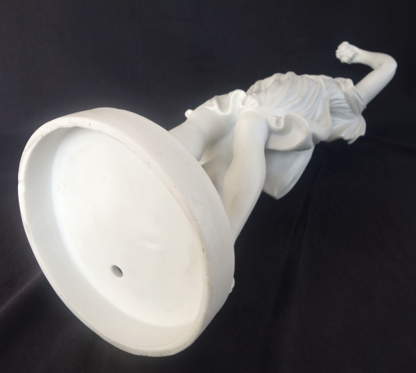 Grande statue néoclassique à l'antique en biscuit de porcelaine : Cérès - allégorie de l'été - 52cm
