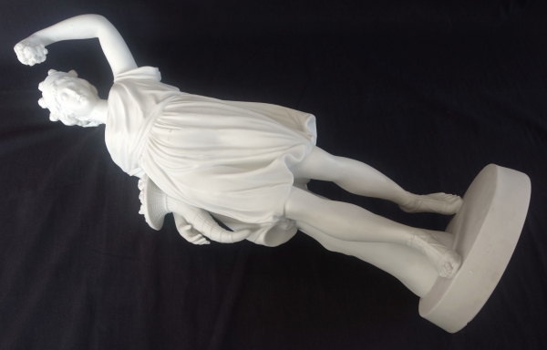 Grande statue néoclassique à l'antique en biscuit de porcelaine : Cérès - allégorie de l'été - 52cm