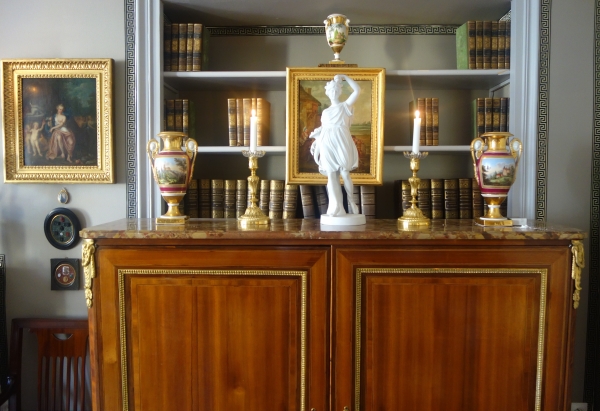 Grande statue néoclassique à l'antique en biscuit de porcelaine : Cérès - allégorie de l'été - 52cm