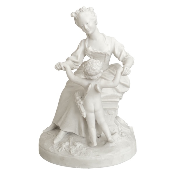 Sevres manufacture : allegoric scene in the style of 18th century - porcelain biscuit - signed