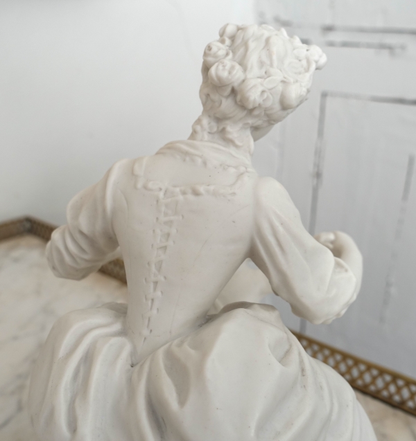 Sevres manufacture : allegoric scene in the style of 18th century - porcelain biscuit - signed