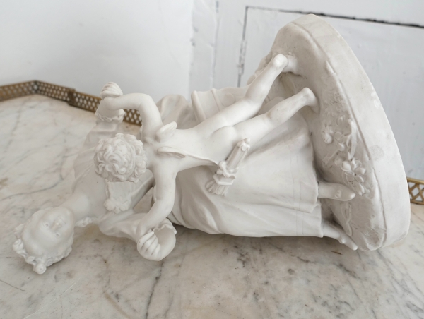 Sevres manufacture : allegoric scene in the style of 18th century - porcelain biscuit - signed