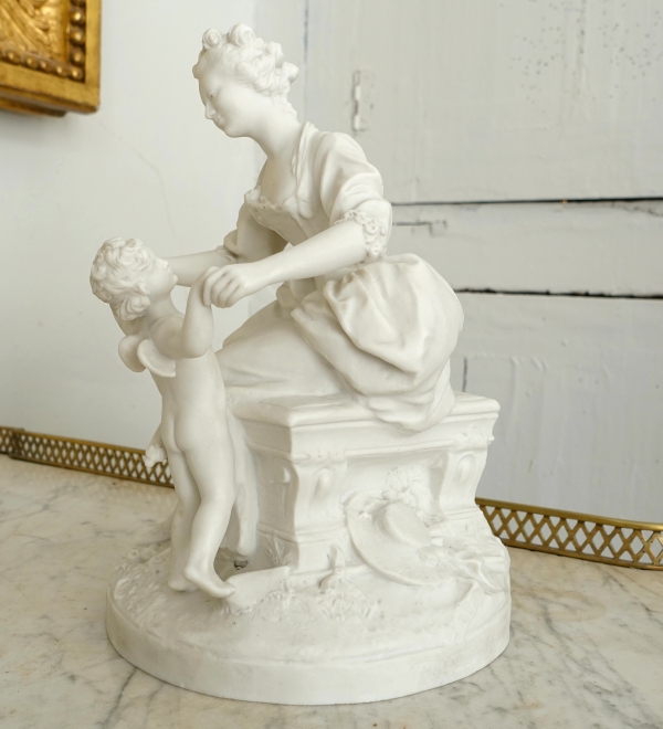 Sevres manufacture : allegoric scene in the style of 18th century - porcelain biscuit - signed