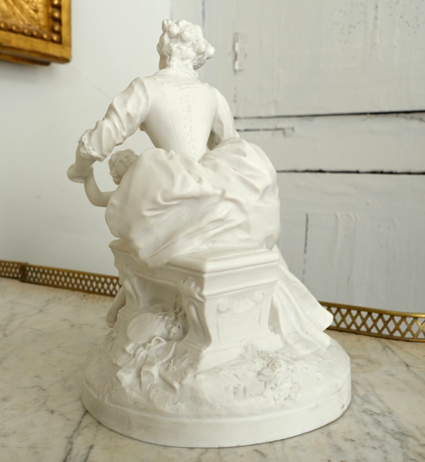 Sevres manufacture : allegoric scene in the style of 18th century - porcelain biscuit - signed