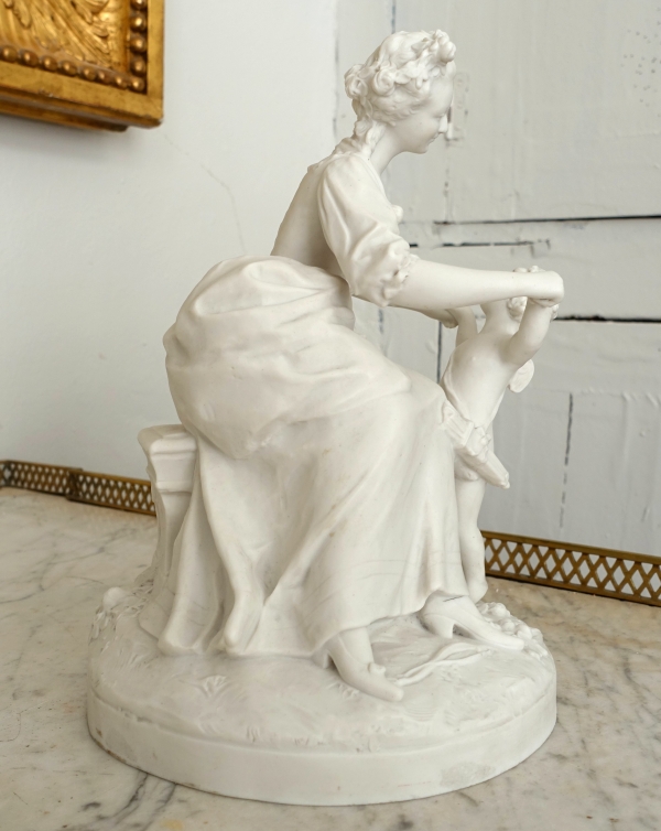 Sevres manufacture : allegoric scene in the style of 18th century - porcelain biscuit - signed