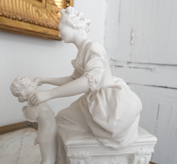 Sevres manufacture : allegoric scene in the style of 18th century - porcelain biscuit - signed