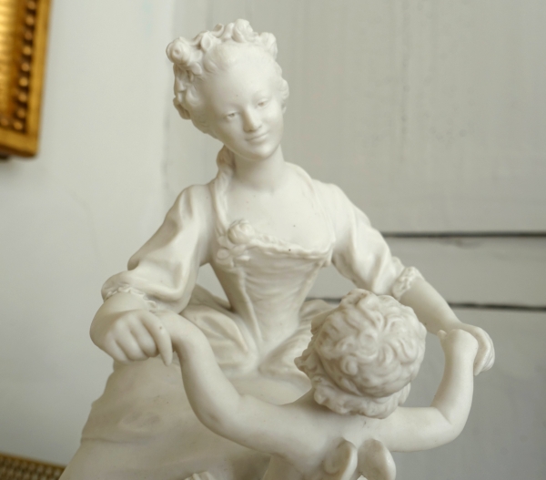 Sevres manufacture : allegoric scene in the style of 18th century - porcelain biscuit - signed