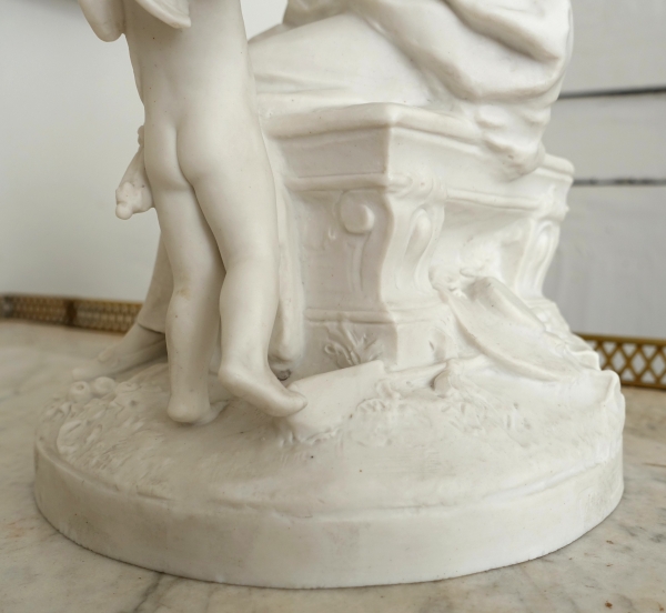 Sevres manufacture : allegoric scene in the style of 18th century - porcelain biscuit - signed