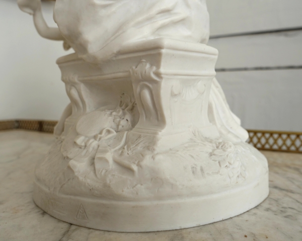 Sevres manufacture : allegoric scene in the style of 18th century - porcelain biscuit - signed