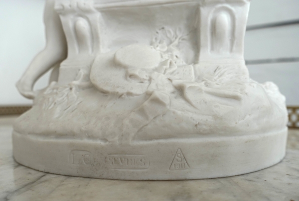 Sevres manufacture : allegoric scene in the style of 18th century - porcelain biscuit - signed
