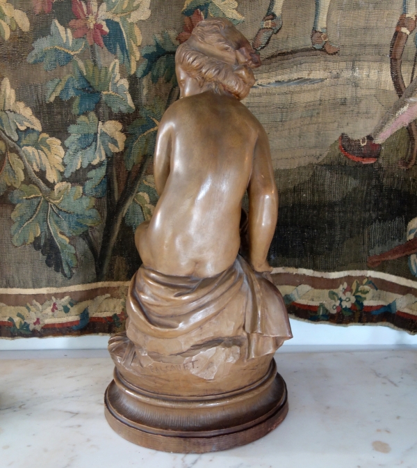 Tall terracotta nymph after Falconet, 18th century style - 56cm