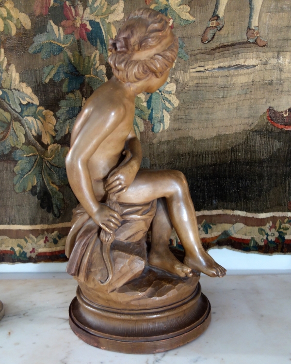 Tall terracotta nymph after Falconet, 18th century style - 56cm