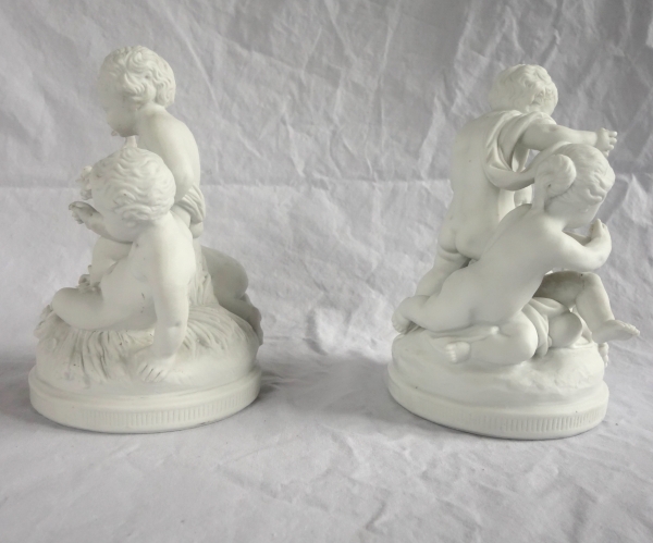 Pair of Louis XVI style biscuit sculptures - 19th century