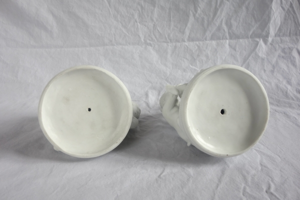 Pair of Louis XVI style biscuit sculptures - 19th century