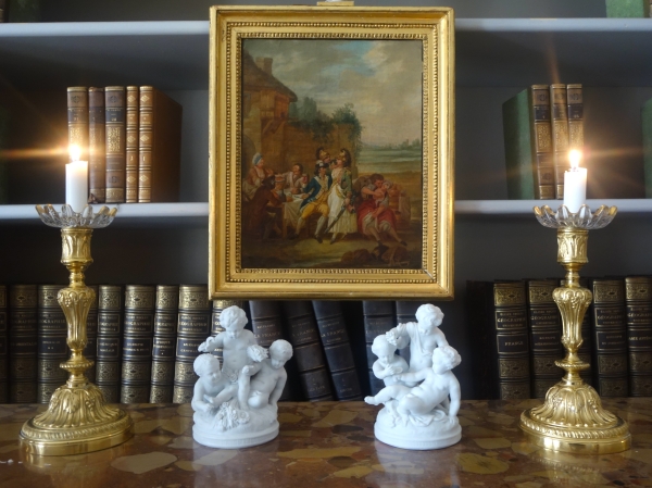 Pair of Louis XVI style biscuit sculptures - 19th century