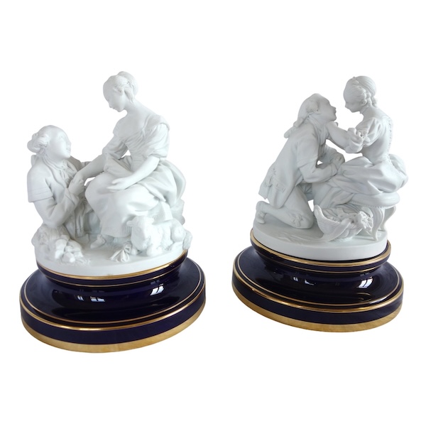Sevres Manufacture : pair of scenes picturing allegory of marriage - signed