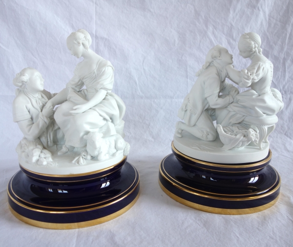 Sevres Manufacture : pair of scenes picturing allegory of marriage - signed