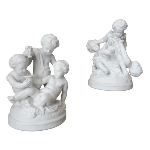 Pair of Louis XVI style biscuit sculptures - 19th century