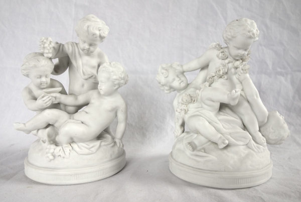 Pair of Louis XVI style biscuit sculptures - 19th century
