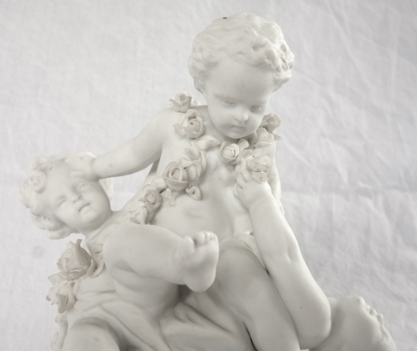 Pair of Louis XVI style biscuit sculptures - 19th century