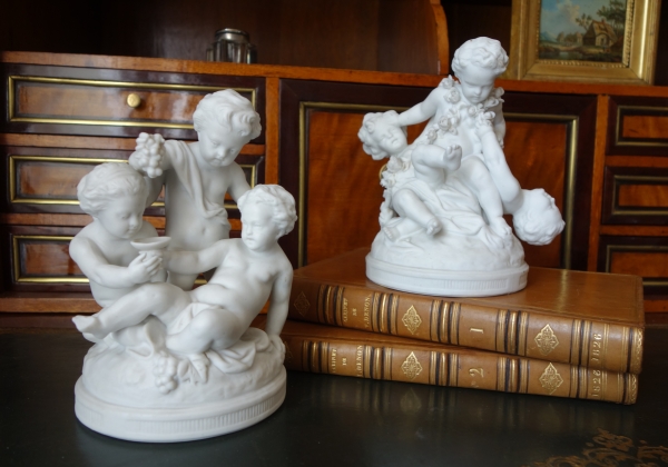 Pair of Louis XVI style biscuit sculptures - 19th century