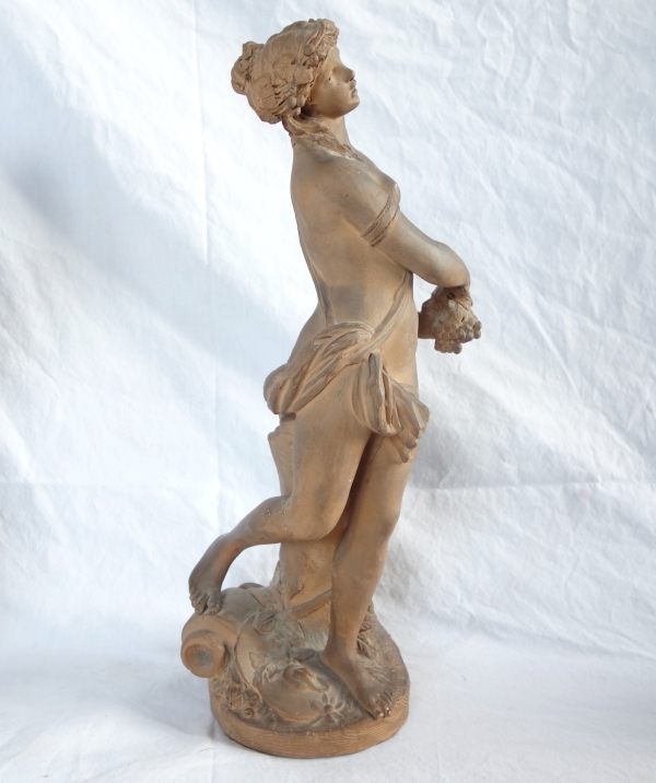Pair of terracotta statues picturing a Faun and a Maenad, Louis XVI style after Clodion