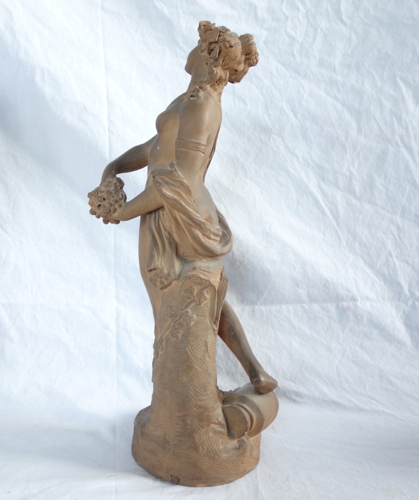 Pair of terracotta statues picturing a Faun and a Maenad, Louis XVI style after Clodion