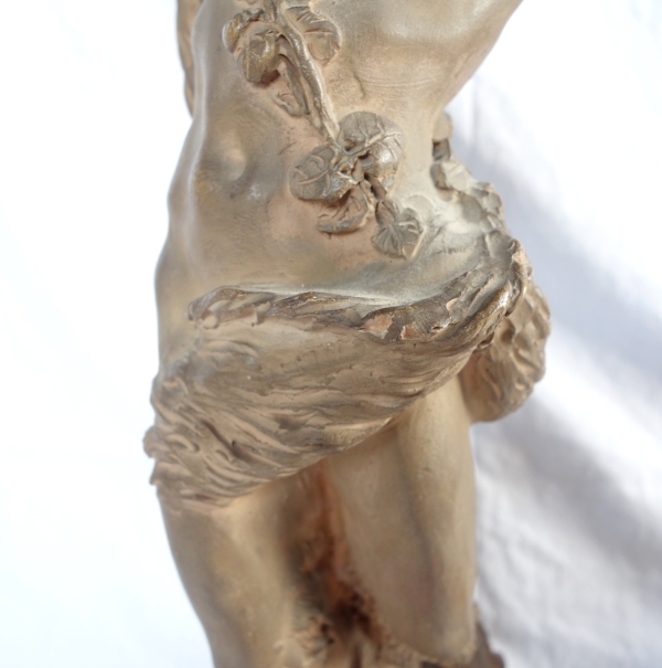 Pair of terracotta statues picturing a Faun and a Maenad, Louis XVI style after Clodion