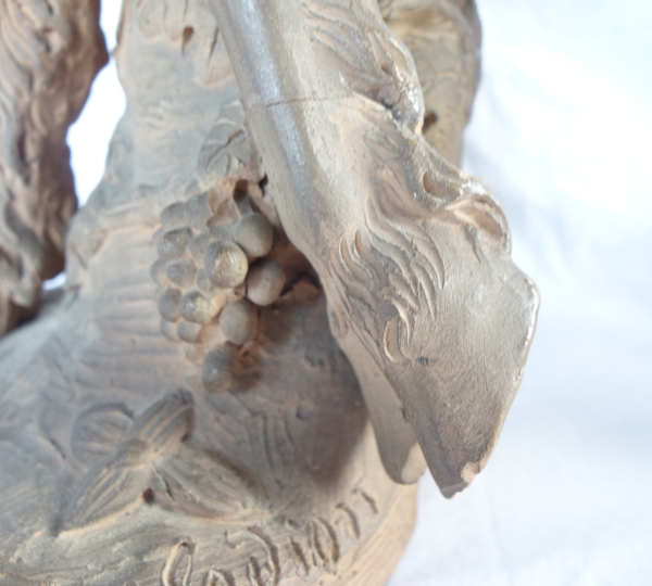 Pair of terracotta statues picturing a Faun and a Maenad, Louis XVI style after Clodion