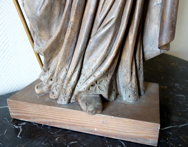 Grande statue de Saint Augustin en bois sculpté, époque Louis XIV vers 1700 - 105cm
