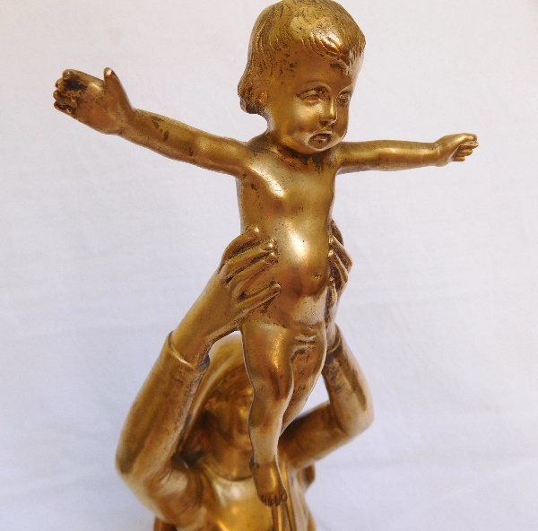 Barbedienne : Virgin Mary and Child from Albert, gilt bronze - 42cm