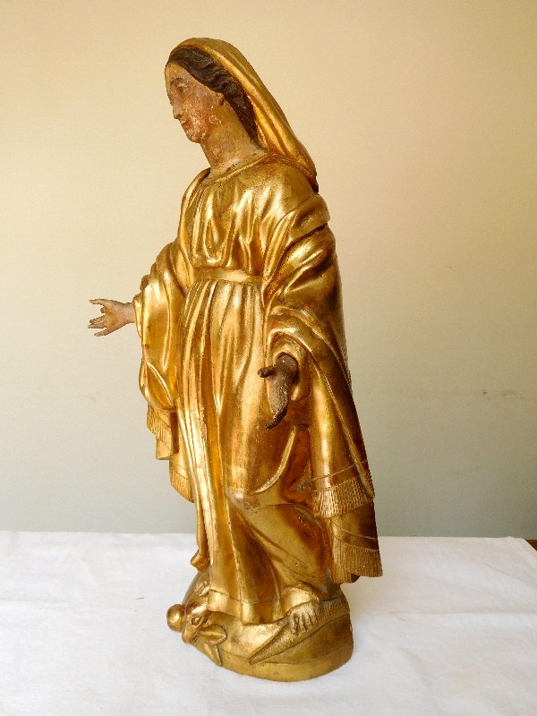 Gilt wood Virgin Mary statue - France late 18th century / early 19th century