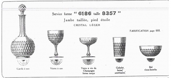 Coupe à champagne en cristal de Baccarat, forme ballon 6186 modèle écailles biseautées taille 8357