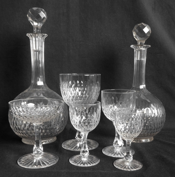 Baccarat crystal champagne glass, richly cut crystal, late 19th century