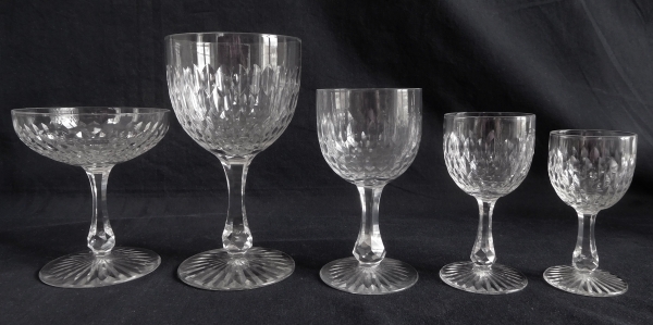 Baccarat crystal champagne glass, richly cut crystal, late 19th century