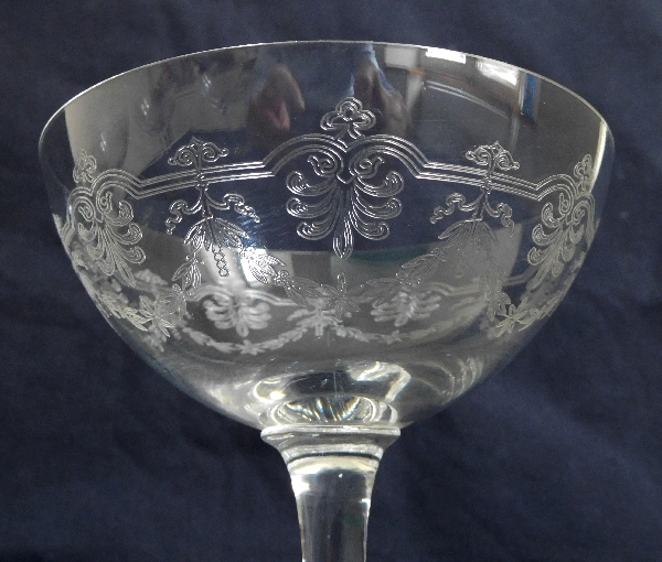 Baccarat crystal champagne glass, Beauharnais pattern
