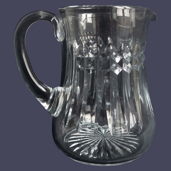 Baccarat crystal water pitcher, Buckingham pattern - signed