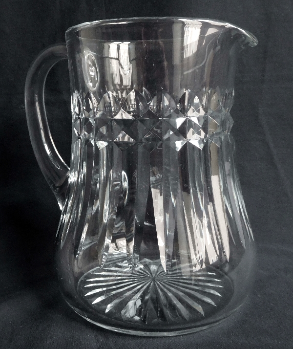 Baccarat crystal water pitcher, Buckingham pattern - signed