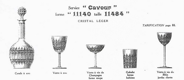 Verre à eau en cristal de Baccarat, modèle Cavour, 16,8cm