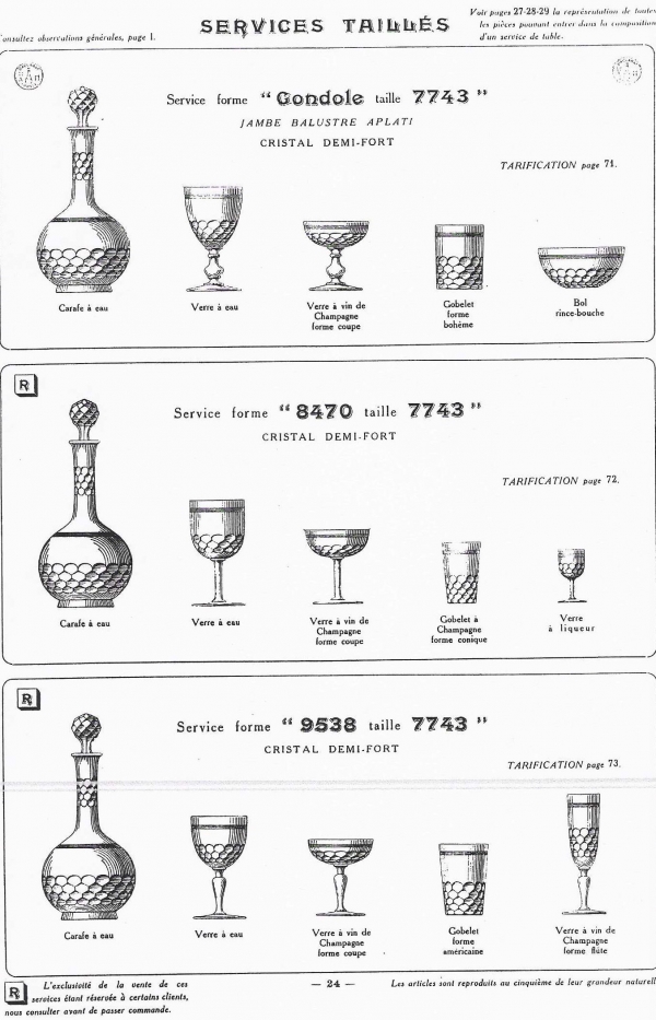 Baccarat crystal wine glass, Chauny pattern - 12.3cm