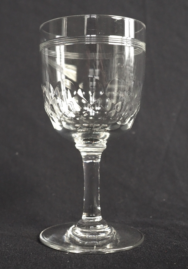 Baccarat crystal white wine or port glass, Chauny pattern - 10.3cm