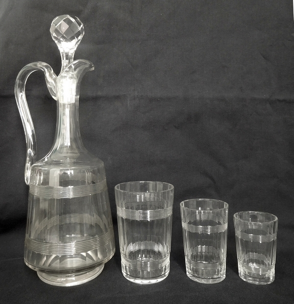 Gobelet, verre à vin ou à porto en cristal de Baccarat, modèle proche de Chicago à double filet - 6,8cm