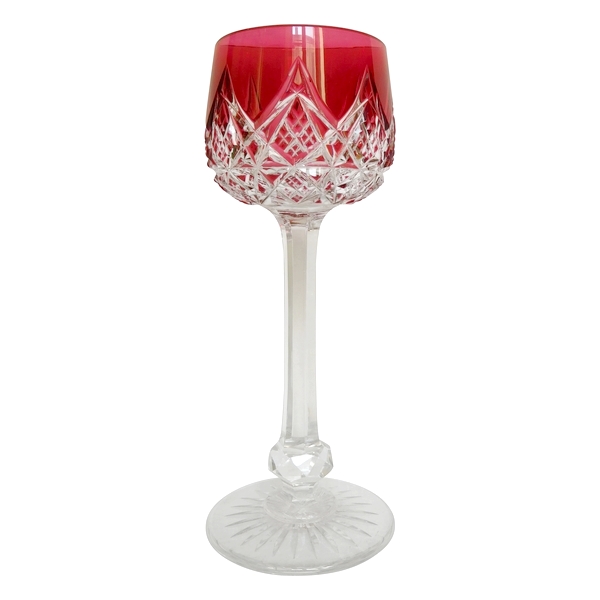 Verre à vin du Rhin en cristal de Baccarat, modèle Colbert overlay rose - 19,5cm