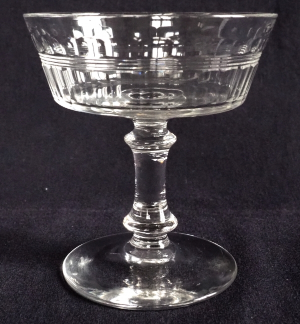 Baccarat crystal champagne glass or sherbet, cut crystal, Chicago pattern variant
