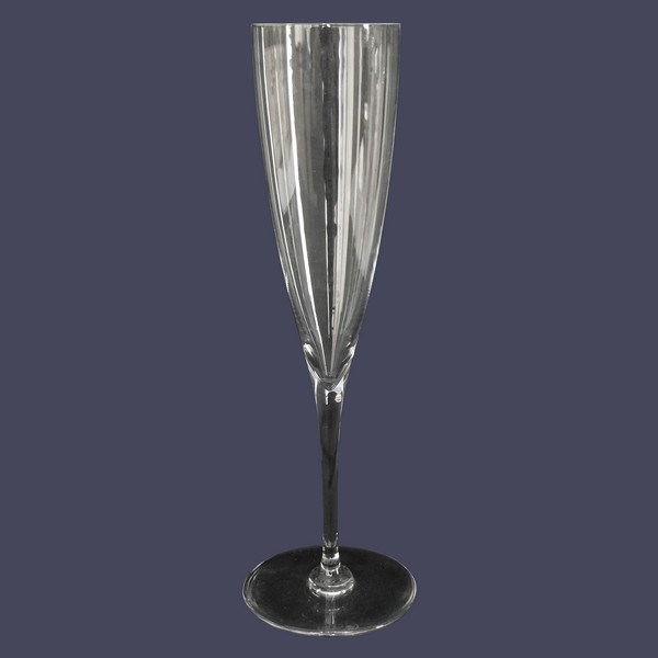 Baccarat crystal champagne flute, Dom Perignon pattern - signed