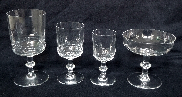 Baccarat crystal champagne glass, scale and palm cut pattern