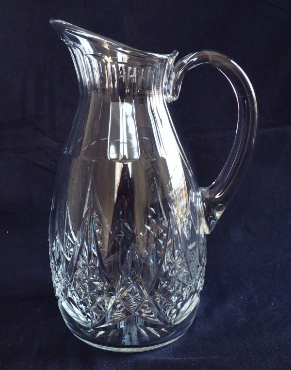 Grand pichet / broc / carafe à eau en cristal de Baccarat, modèle Epron - signé