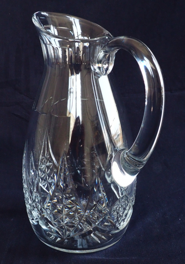 Grand pichet / broc / carafe à eau en cristal de Baccarat, modèle Epron - signé